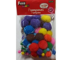 POMPONS SORTIDOS BLISTER 100 UNIDADES