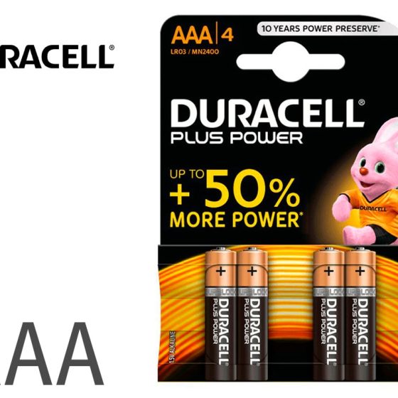 PILHA DURACELL ALCALINA PLUS 4 UNIDADES AAA
