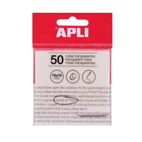 BLOCO DE NOTAS TRANSPARENTE APLI 75 X 75mm