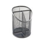 PORTA LAPIS METAL REDE PRATA COM 3 COMPARTIMENTOS