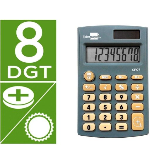 CALCULADORA DE BOLSO XF07 8 DIGITOS SOLAR E PILHAS COR CINZA 98X62X8 MM