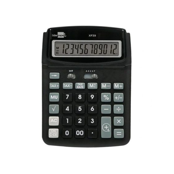 CALCULADORA  DE SECRETARIA XF39 12 DIGITOS SOLAR E PILHAS COR PRETO 190X140X32 MM 40% PLASTICO RECICLADO