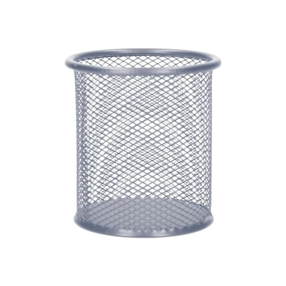 PORTA LÁPIS REDONDO METÁLICO DE REDE COR CINZENTO