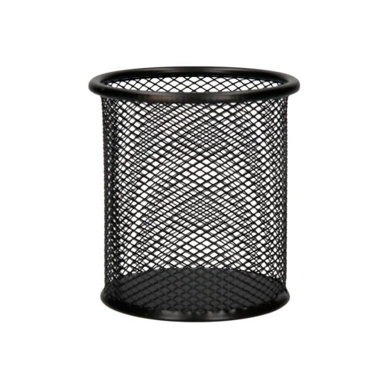 PORTA LÁPIS REDONDO METÁLICO DE REDE COR PRETO