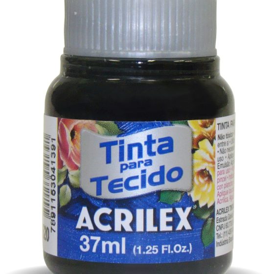 TINTA PARA TECIDO ACRILEX PRETO 520 37ml